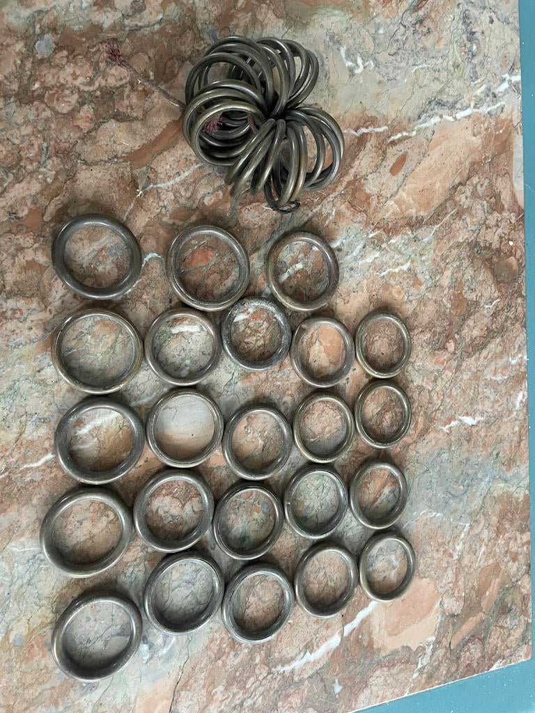 Antieke koperen/messing gordijnringen en haakjes (41/34), Ophalen of Verzenden, Gebruikt, Overige kleuren