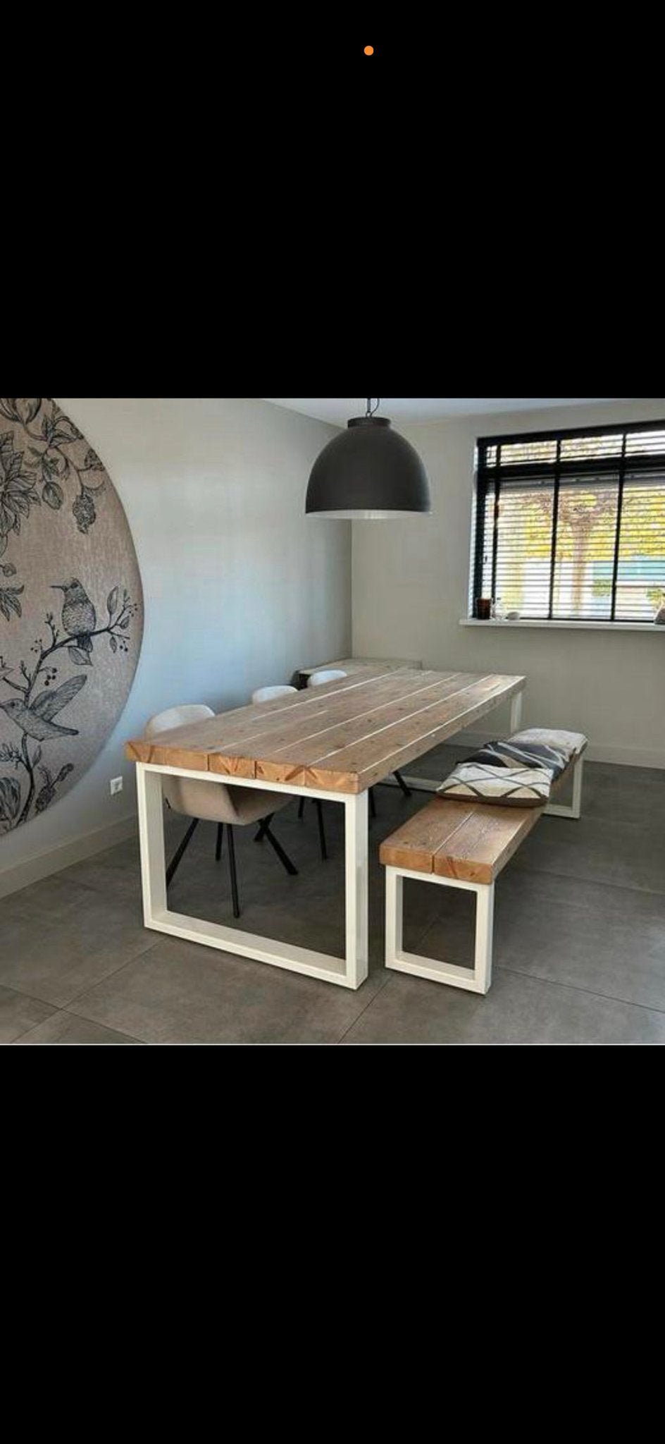 Mooie moderne eettafel met bankje, 2.30m lang, 1m breed, 200 cm of meer, Zo goed als nieuw, Vier personen, Rechthoekig