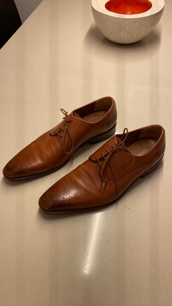 Mooie lederen schoenen maat 45 als nieuw !, Bruin, Ophalen of Verzenden, Zo goed als nieuw, Veterschoenen