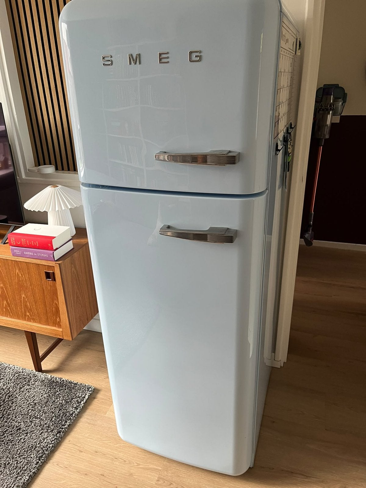 Smeg koelkast baby blue, Ophalen, Gebruikt, 200 liter of meer, 60 cm of meer
