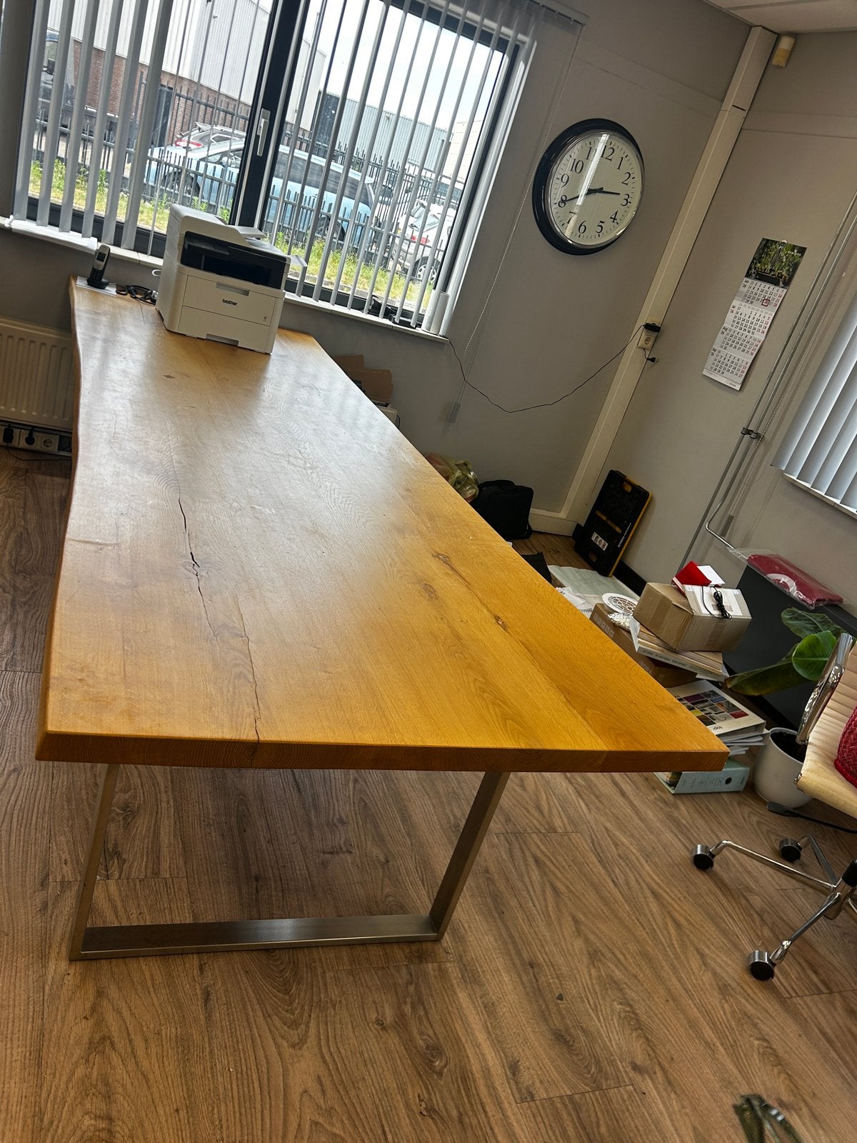 Stoere massief eiken tafel met boomstam randen 300x110cm, Ophalen, 100 tot 150 cm, Eikenhout, 200 cm of meer