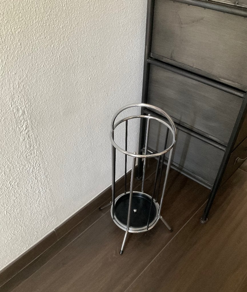 Retro Paraplustandaard chroom en zwarte spijlen Gispen stijl, Ophalen of Verzenden, Zo goed als nieuw, Metaal