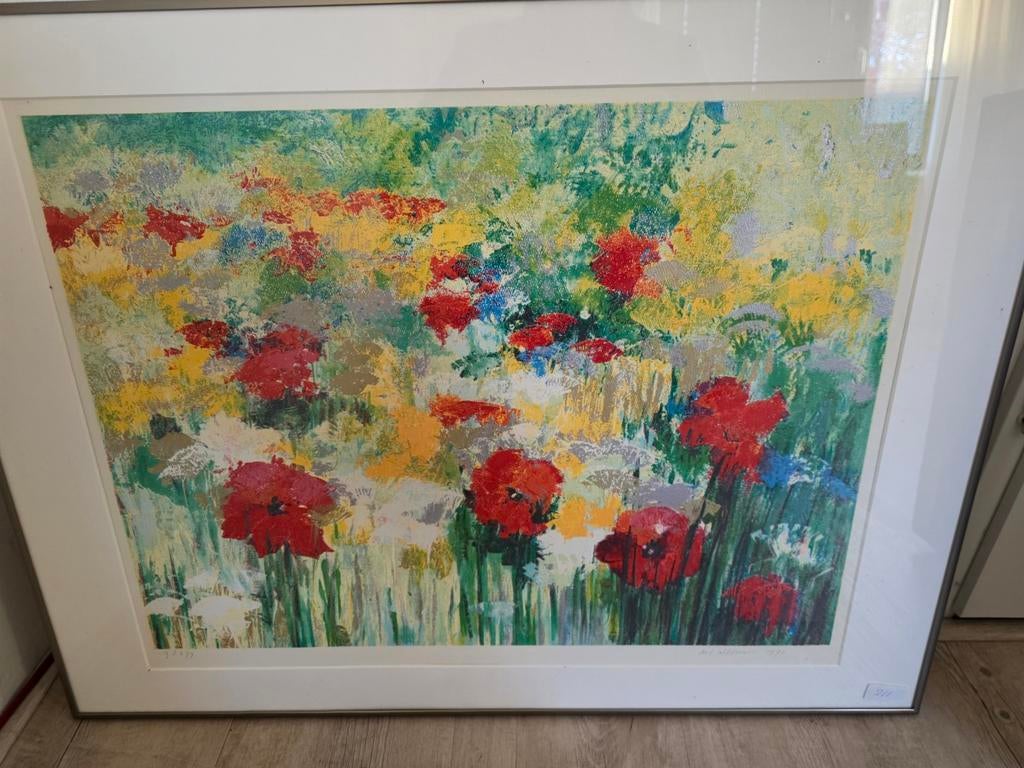 Maya Wildevuur zeefdruk 1990,handgesigneerd, ingel, Ophalen of Verzenden, 50 tot 75 cm, Schilderij, Minder dan 50 cm
