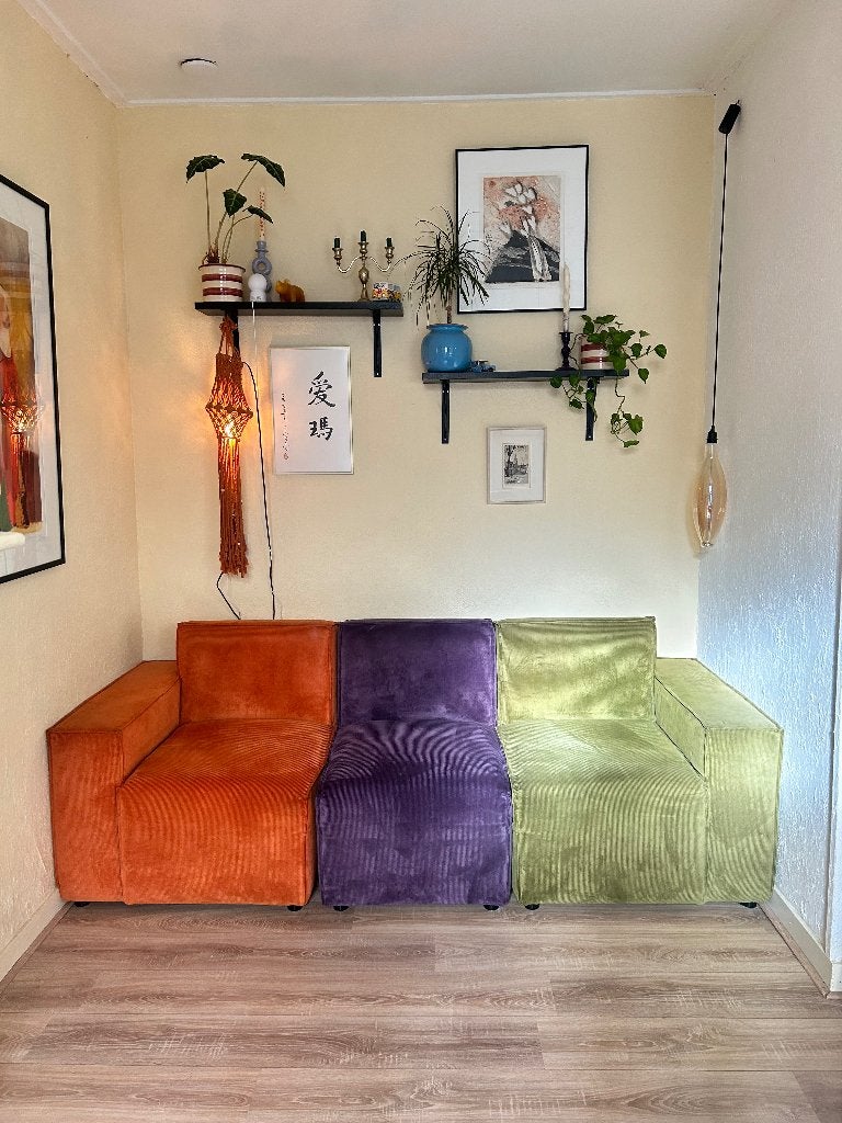 Floris van Gelder modulaire design bank (Jamie) - Ribstof, Driepersoons, 75 tot 100 cm, Ophalen of Verzenden, Zo goed als nieuw