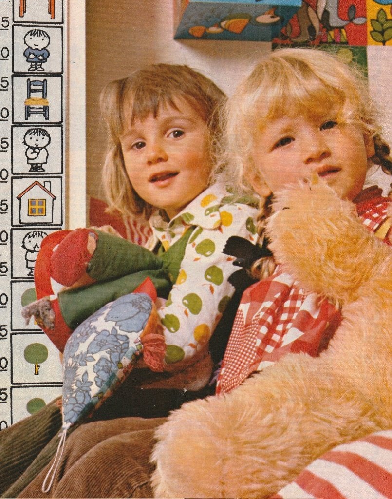 Retro reclame 1976 Ouders van Nu jongetje meisje meetlat, Verzenden, Overige typen