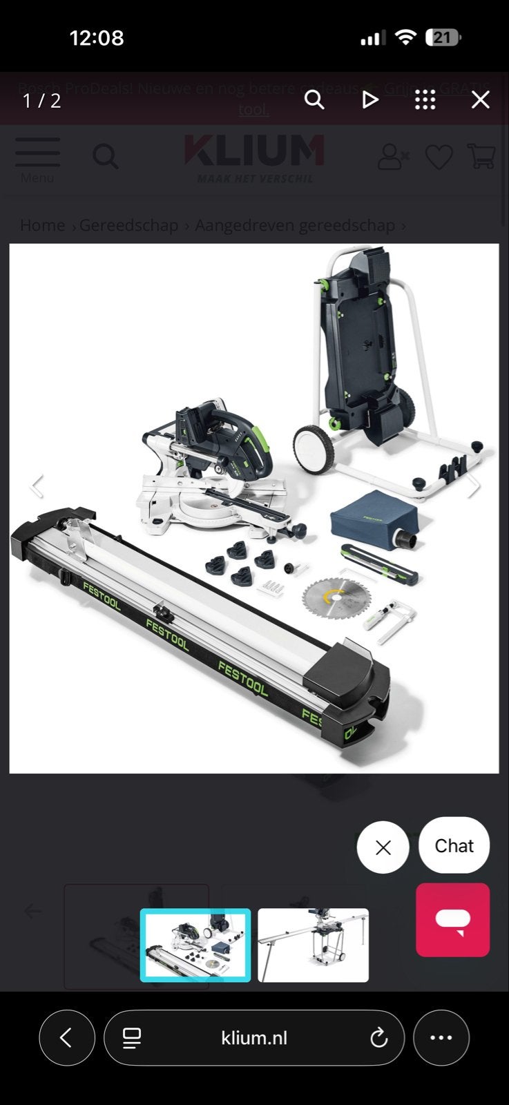 Festool KSC 60 Afkortzaag met 2x 5Ah accu set 2 x gebruikt, Ophalen of Verzenden, Zo goed als nieuw, Afkortzaag