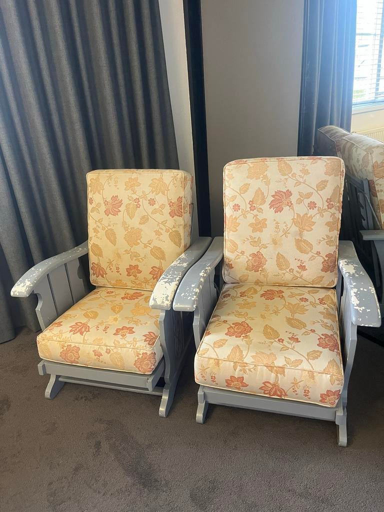 2 Rookstoelen met verstelbare rugleuning en kussens, Ophalen, Gebruikt