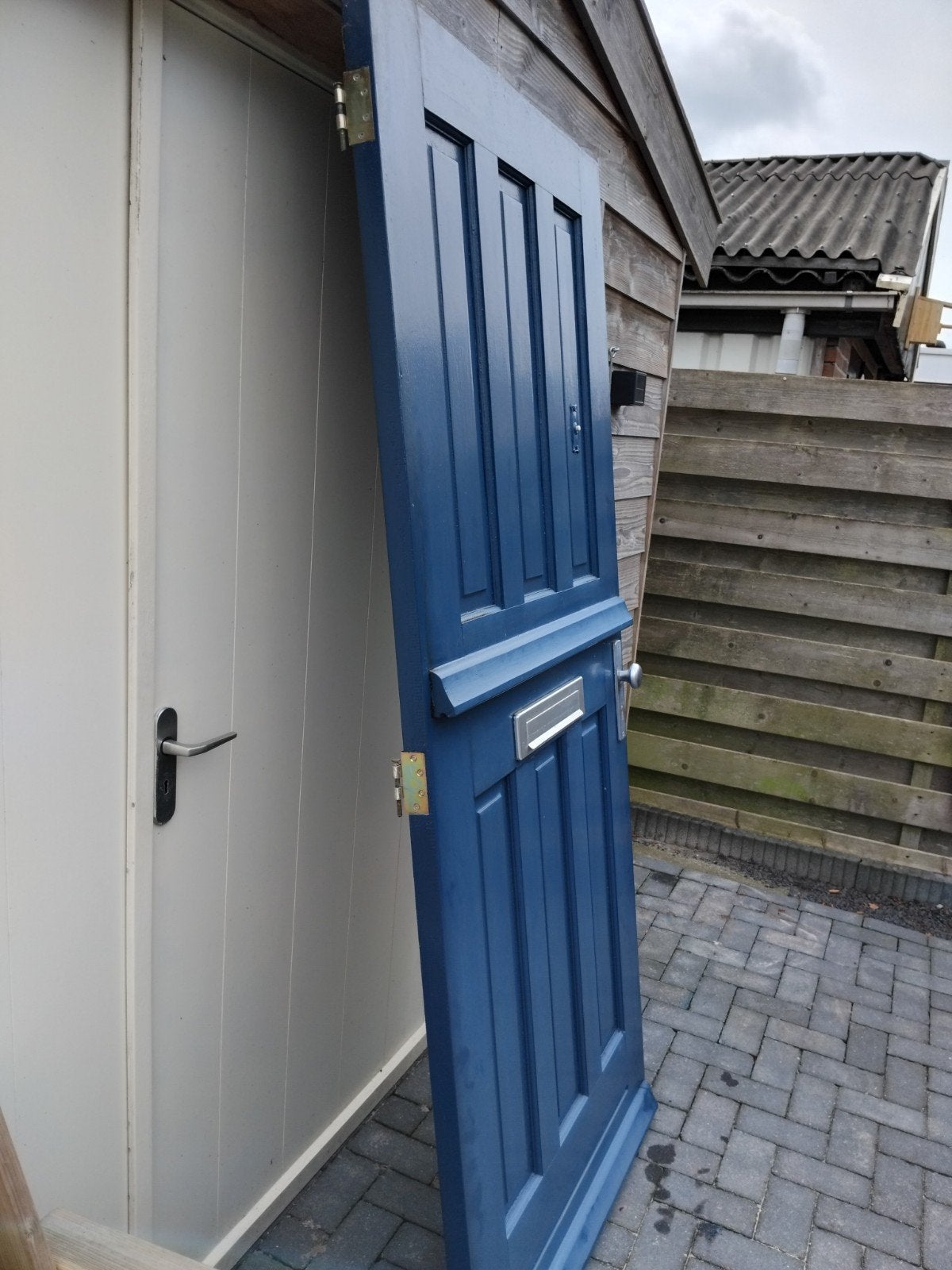 houten voordeur, Doe-het-zelf en Verbouw, Ophalen, Gebruikt, Buitendeur, 200 tot 215 cm