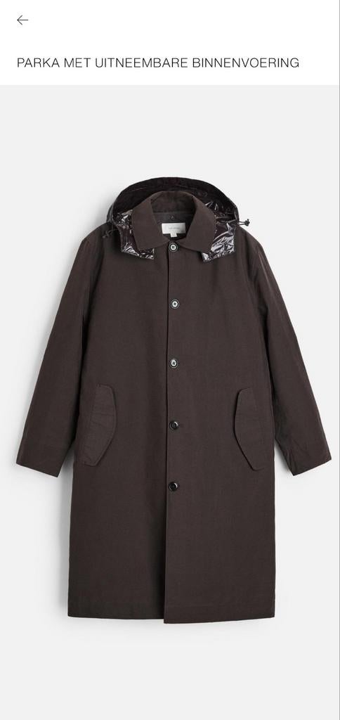 Nieuwe donkerbruine parka met uitneembare voering - Maat M, Kleding | Heren, Jassen | Winter, Ophalen of Verzenden, Nieuw, Maat 48/50 (M)