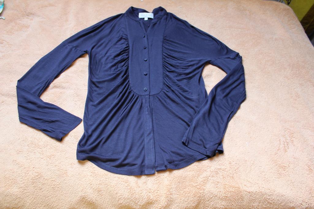 Paul & Joe Donkerblauwe Blouse met Ruches, Maat 38/40 (M), Paul & Joe, Zo goed als nieuw, Verzenden
