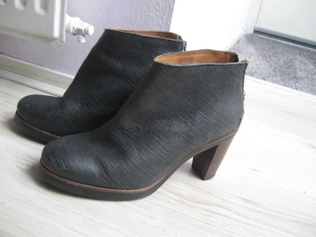 SHABBIES AMSTERDAM elegante zwarte enkellaarsjes maat 38, Shabbies Amsterdam, Zwart, Ophalen of Verzenden, Zo goed als nieuw