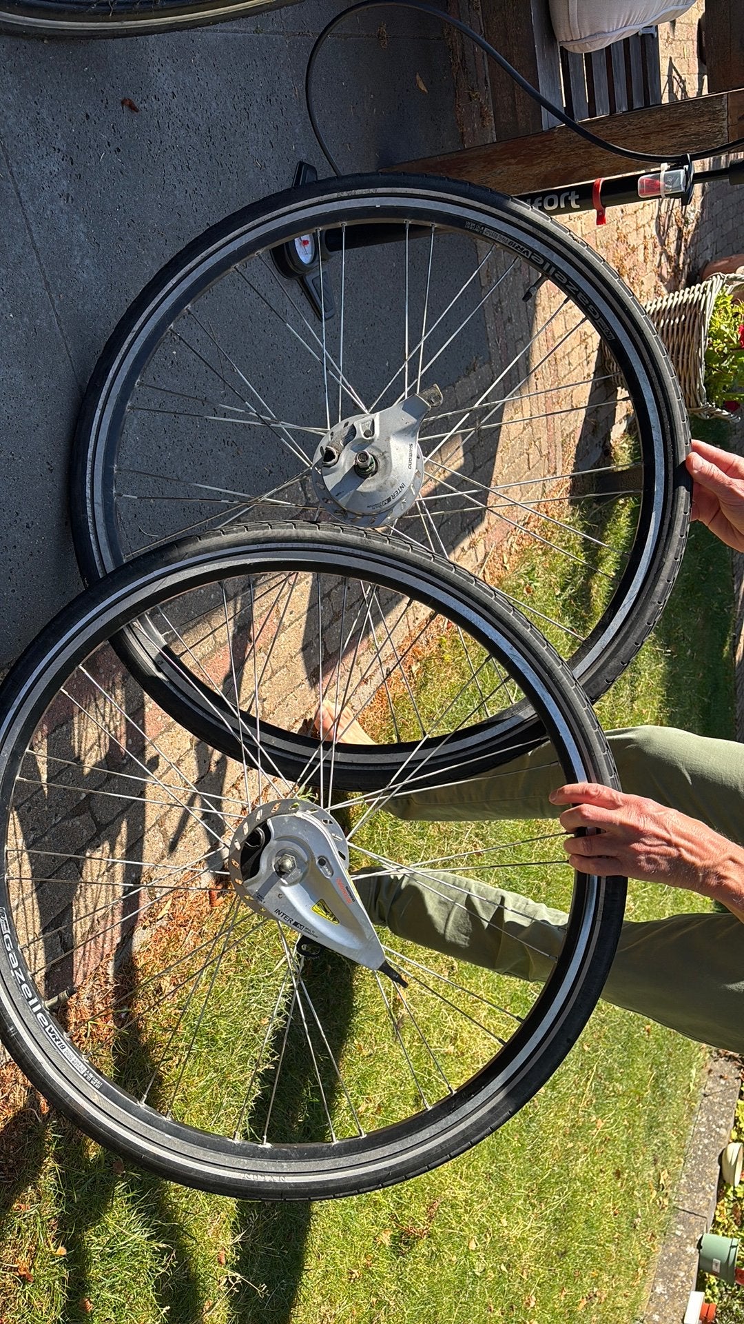 28 inch Shimano Nexus wielset SG-7R46 + DH-2R35-E naafdynamo, Fietsen en Brommers, Fietsonderdelen, Ophalen, Gebruikt, Wiel