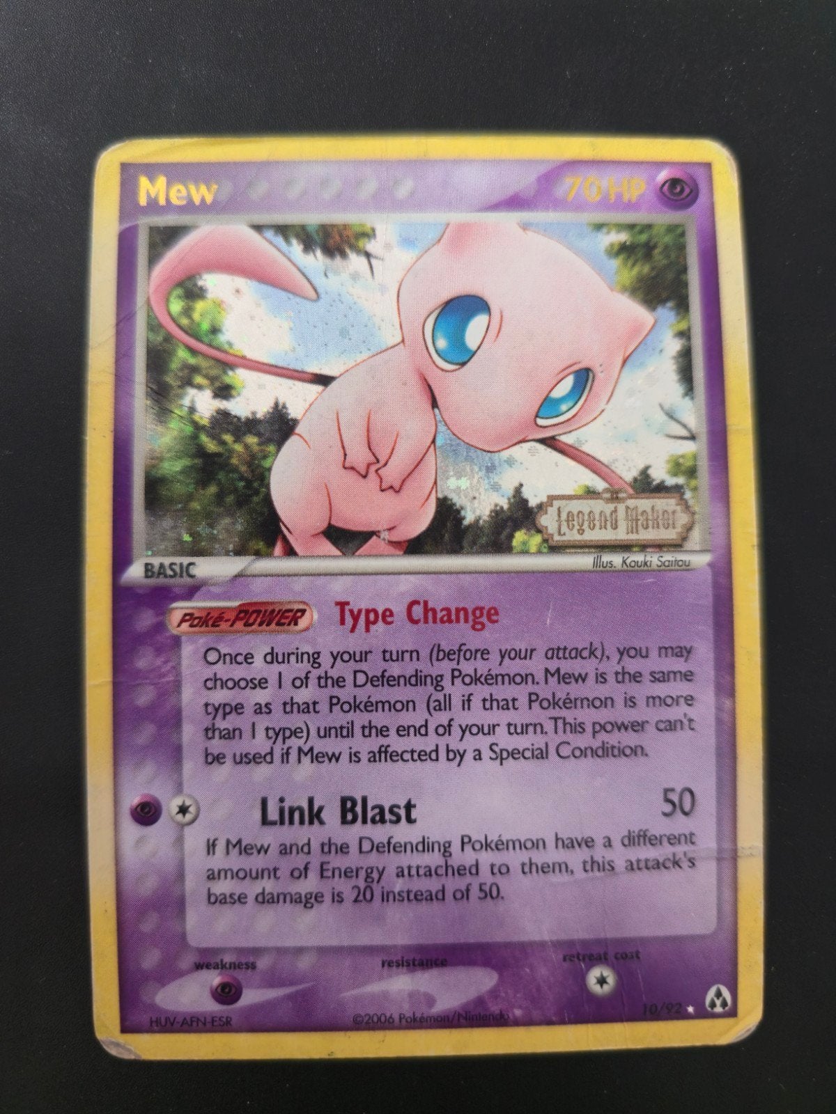 Pokémon Kaart  Mew 10/92 REVERSE HOLO STAMPED EX Legend Make, Ophalen of Verzenden, Gebruikt, Losse kaart, Foil