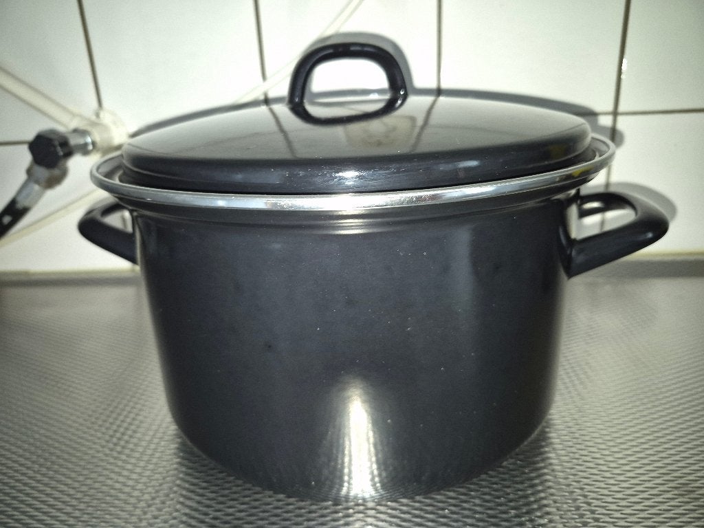 Grote zwarte kookpan/soeppan/stamppot pan met deksel, Overige materialen, Gebruikt, Ophalen of Verzenden, Kookpan