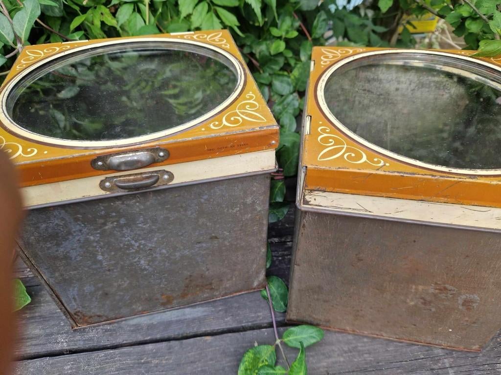 2 prachtige jaren 60 Verkade winkelblikken (brocante), Ophalen of Verzenden, Gebruikt, Overige, Verkade