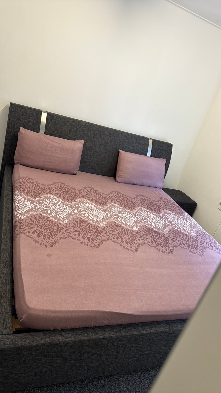 Boxsprings, Huis en Inrichting, Ophalen, Zo goed als nieuw, Tweepersoons, Grijs