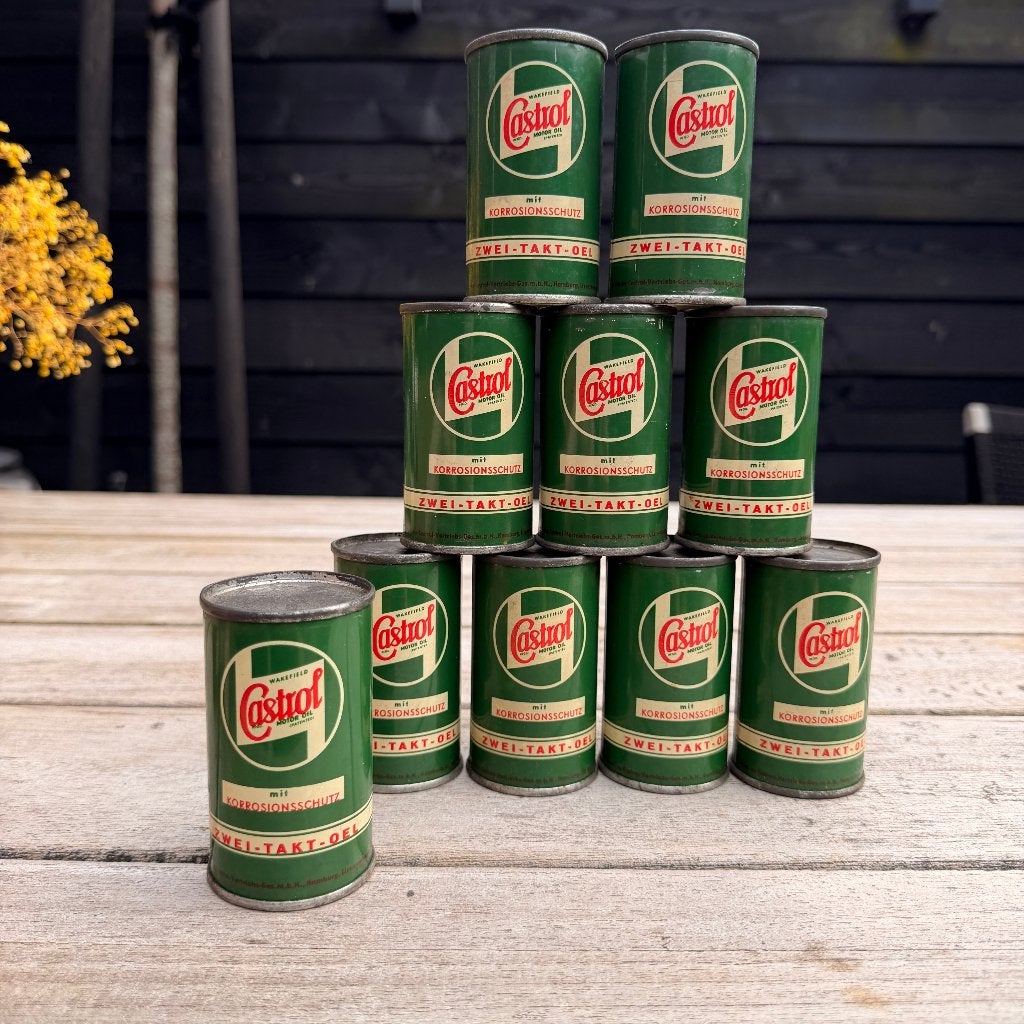 1950 Castrol Twee Takt Zwei Takt olieblik brommer, Verzamelen, Ophalen of Verzenden, Gebruikt, Overige