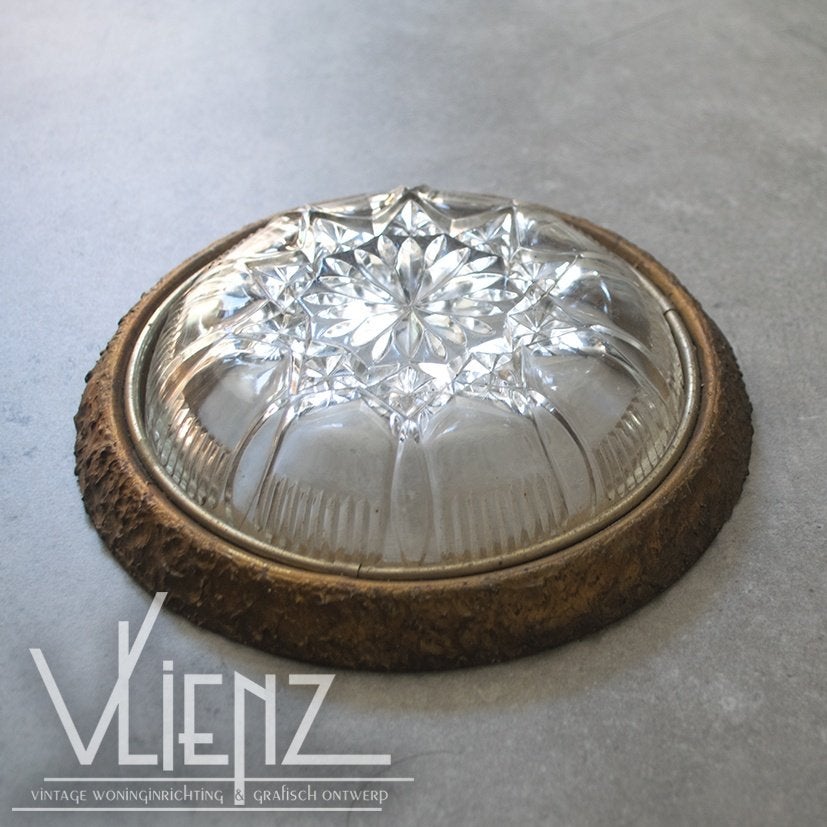 Vintage, brocante ornament geslepen glas, metaal gips, Ophalen of Verzenden