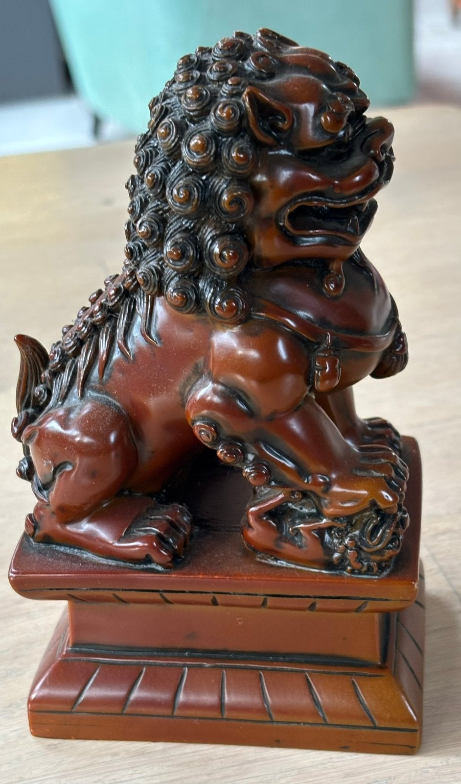Prachtige vintage familie foo dogs uit de jaren 70., Antiek en Kunst, Bruin, Verzenden, 18 cm, China
