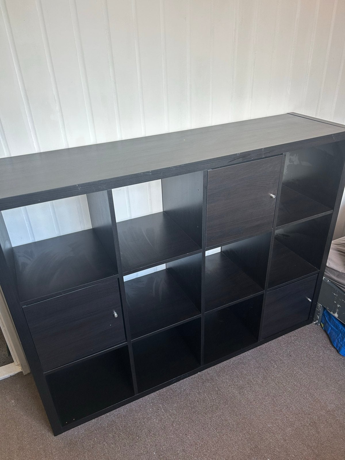 Ikea Kallax Kast 4x3 met 3 Deurtjes - Zwartbruin, Ophalen, Gebruikt