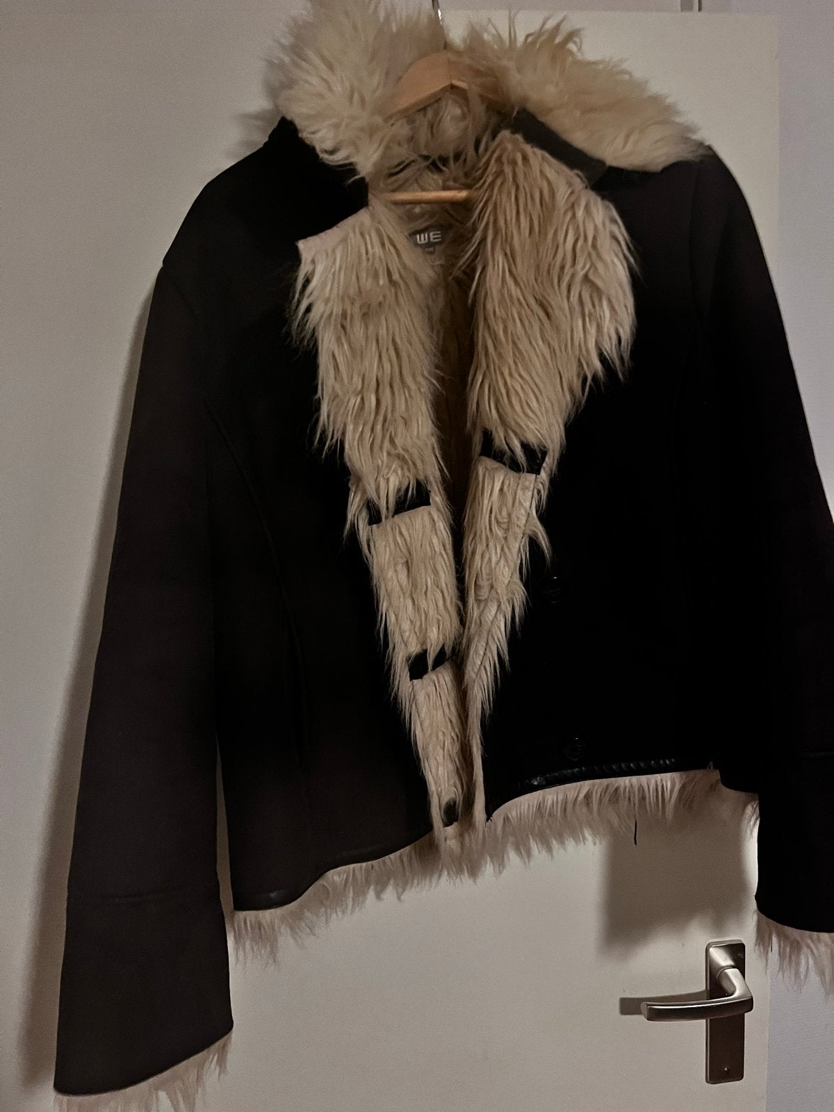 Vintage WE nep suède jasje met bontkraag, Ophalen, Gedragen, Maat 46/48 (XL) of groter, Bruin