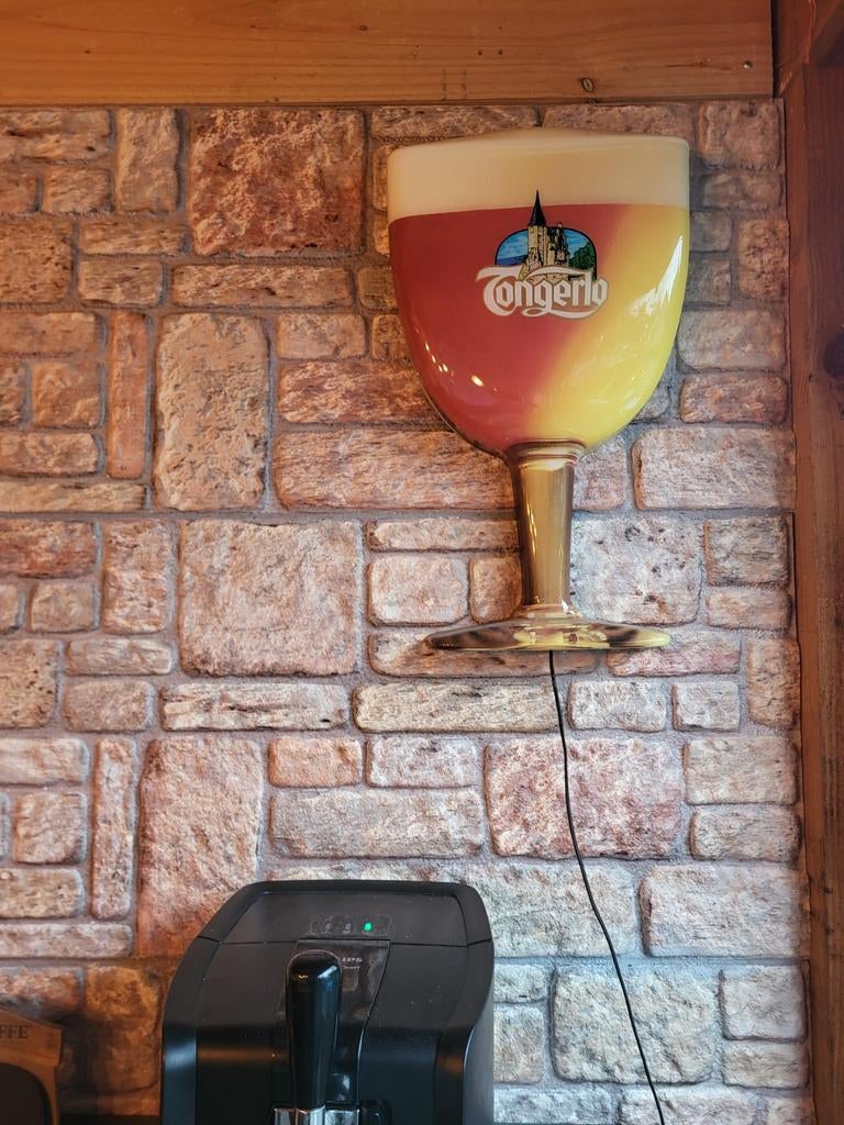 Tongerlo bierglas lichtreclame voor bar/mancave, Ophalen of Verzenden, Gebruikt, Vintage, Bar, Café, Brouwerij, Reclame