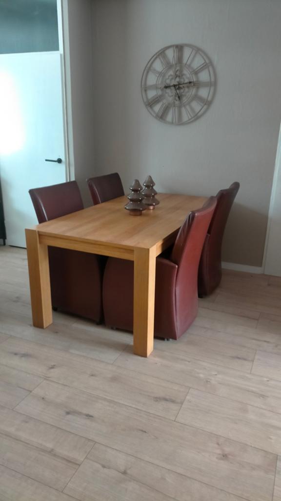 eettafel met 4 stoelen, Huis en Inrichting, Tafels | Eettafels, Gebruikt, 50 tot 100 cm, 100 tot 150 cm, Vier personen, Rechthoekig