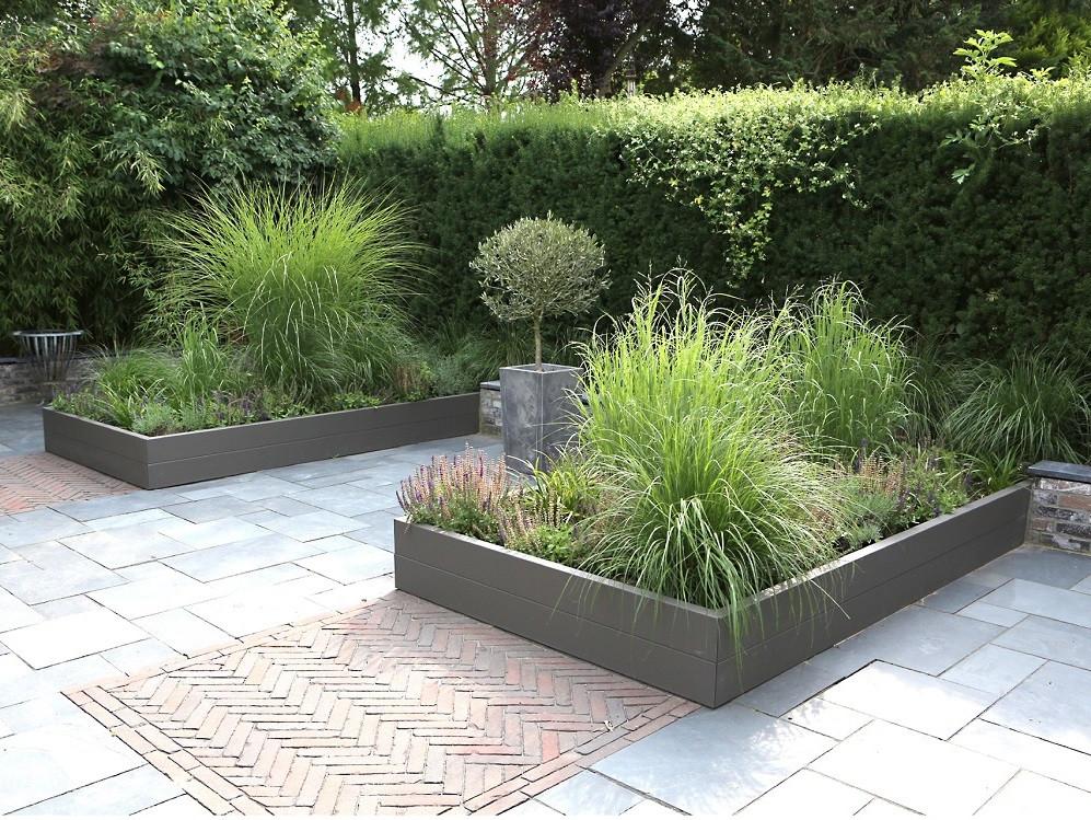 Borderbak - staal / hout - borderrand borderrand hoge border, 100 cm of meer, Verzenden, Nieuw, Balkon