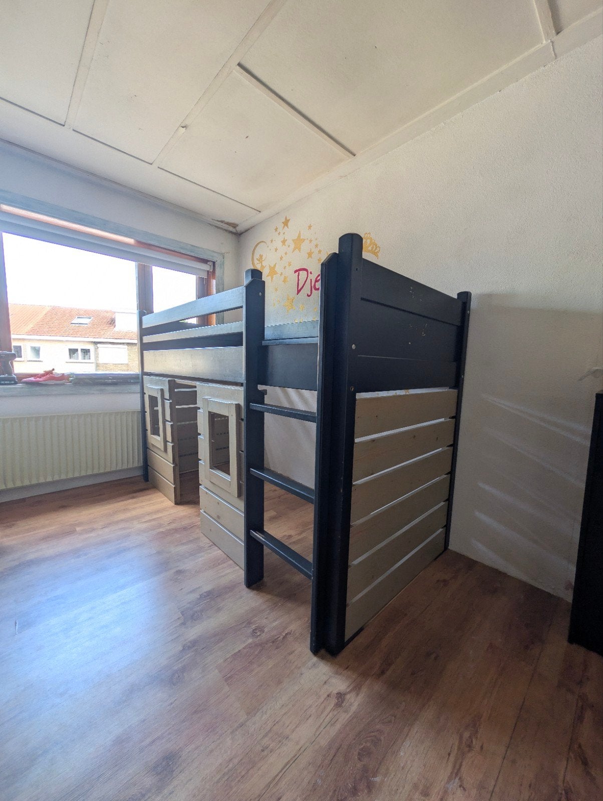 Halfhoogslaper met speelhuisje - zonder matras, Ophalen, Gebruikt, 90 cm, Eenpersoons