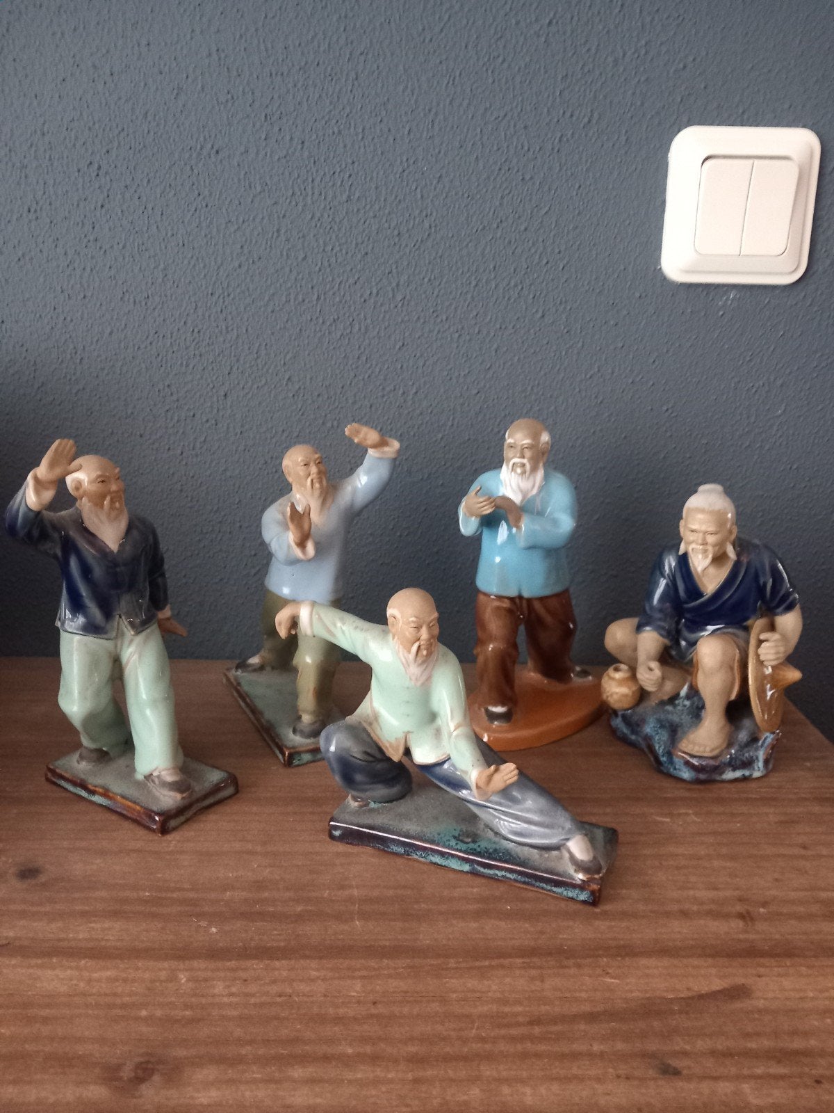 Shiwan Mudmen beeldjes Tai Chi figuren Keramiek, Groep mensen, Minder dan 20 cm, Ophalen of Verzenden, Steen of Keramiek