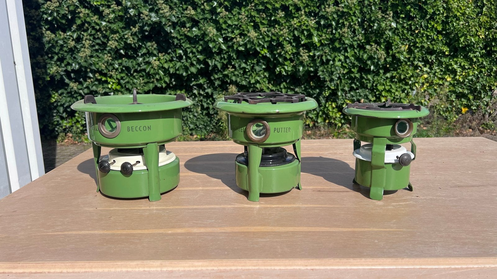Set van 3 Vintage Groene Spiritusbranders - Beccon & Putter, Ophalen