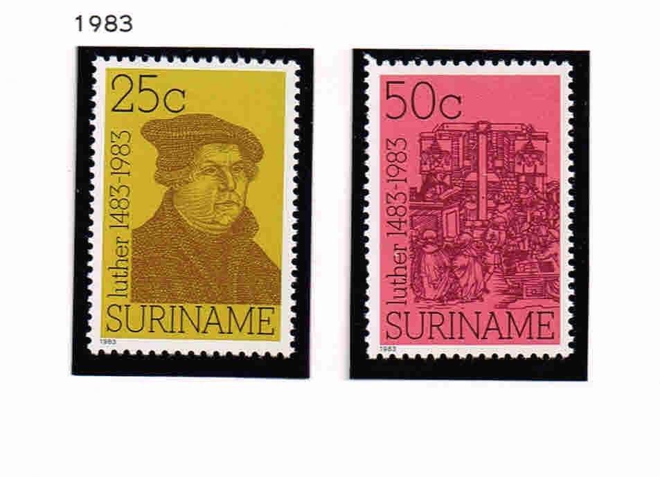 Suriname 1983 Maarten Luther 380/81 / S107, Postzegels en Munten, Verzenden, Postfris