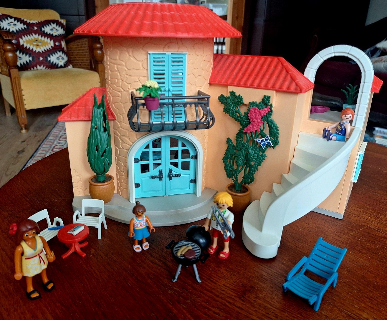 Playmobil Mediterraan Vakantiehuis met veel accessoires, Ophalen of Verzenden, Zo goed als nieuw, Poppenhuis