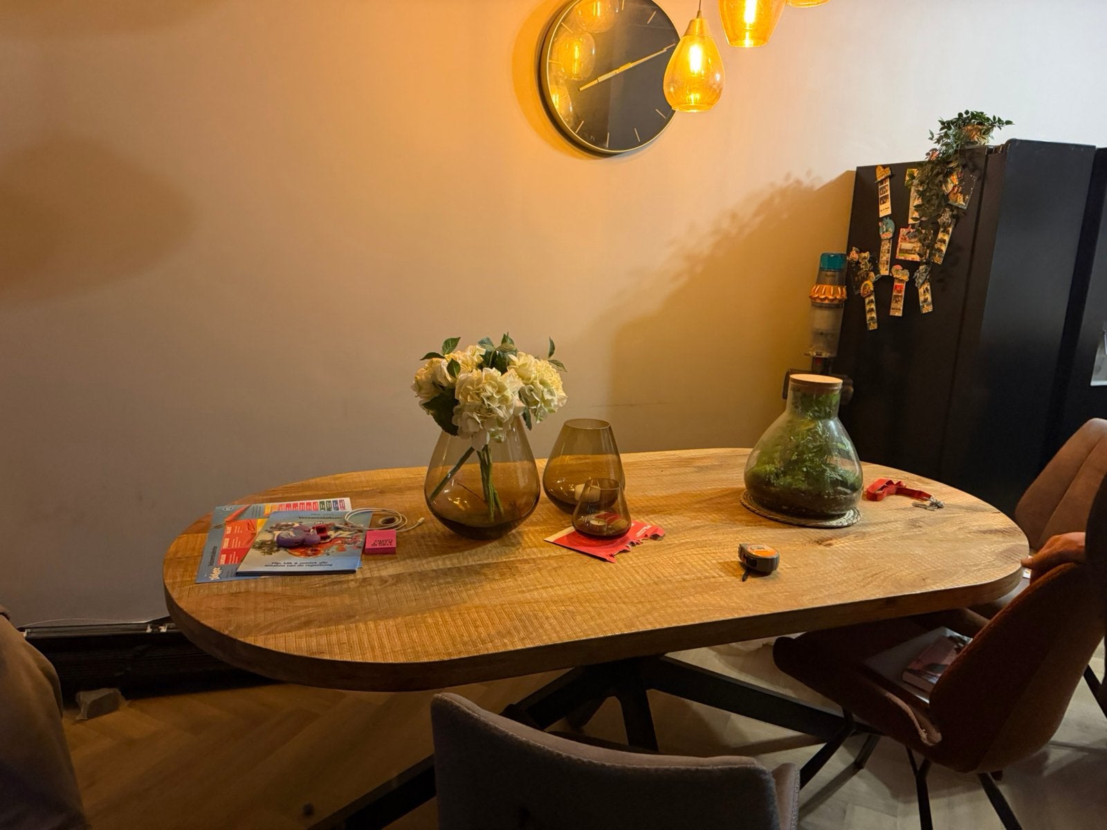 Ronde ovale mango eettafel 200 cm, Huis en Inrichting, Ophalen, 100 tot 150 cm, 200 cm of meer, Zo goed als nieuw