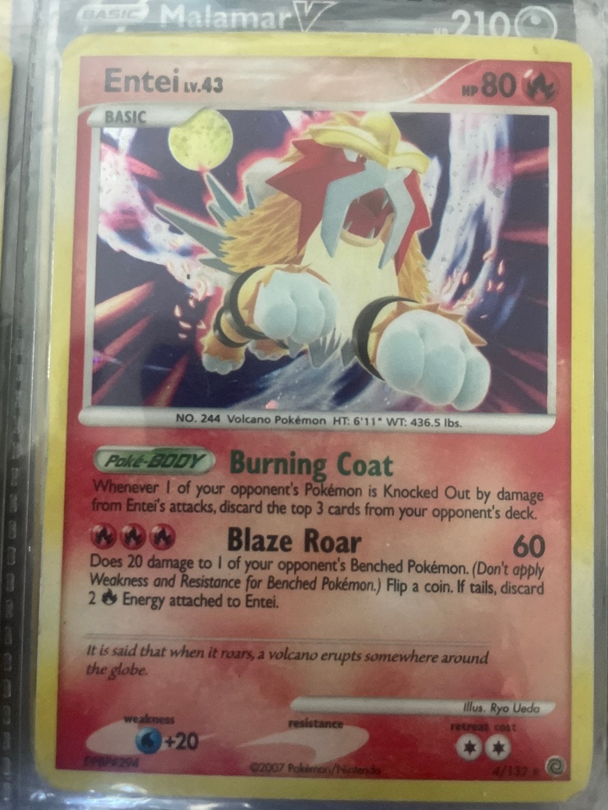 Pokémon Entei LV.43 Kaart - Basis Set, Ophalen of Verzenden, Gebruikt, Losse kaart
