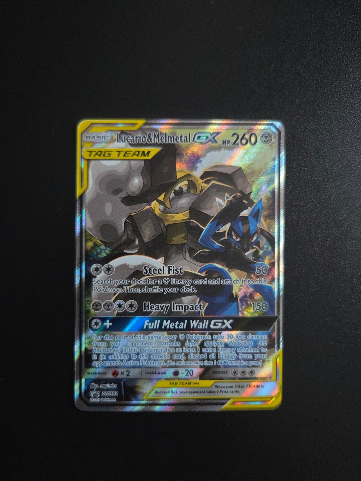 Lucario & Melmetal GX Pokemon Promo Tag Team, Ophalen of Verzenden, Zo goed als nieuw, Booster, Foil