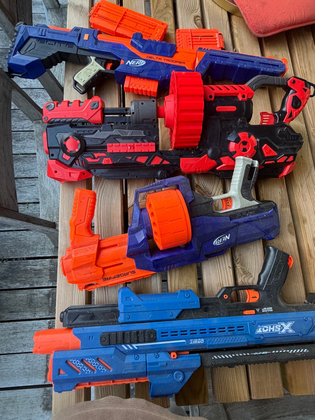 4 Nerf en X-Shot geweren/rifles - Gebruikt, Ophalen of Verzenden, Gebruikt, Jongen of Meisje