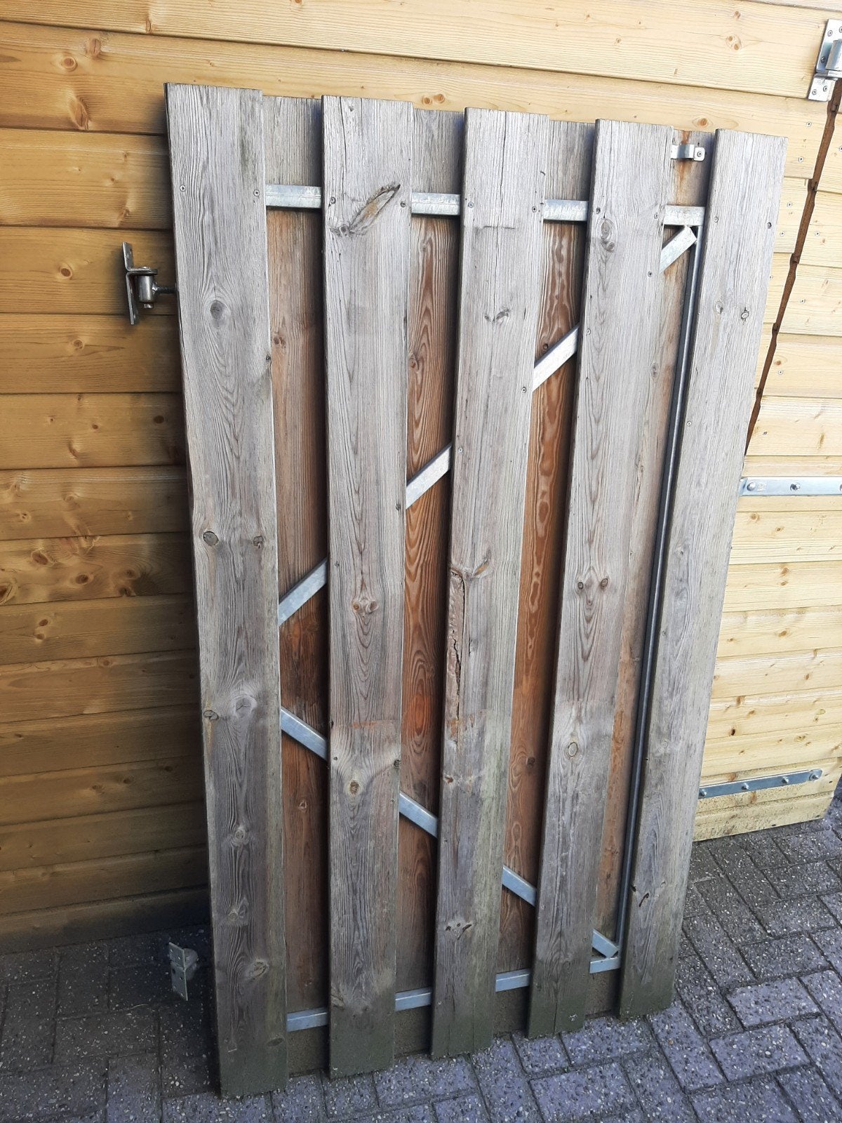 Schuttingdeur 180x100 cm - Hout met metalen frame, Ophalen