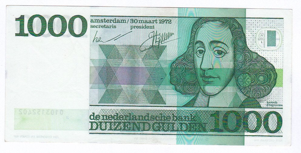 Heel mooie 1000 gulden 1972 Spinoza voor 385 euro, Ophalen of Verzenden, 1000 gulden, Los biljet