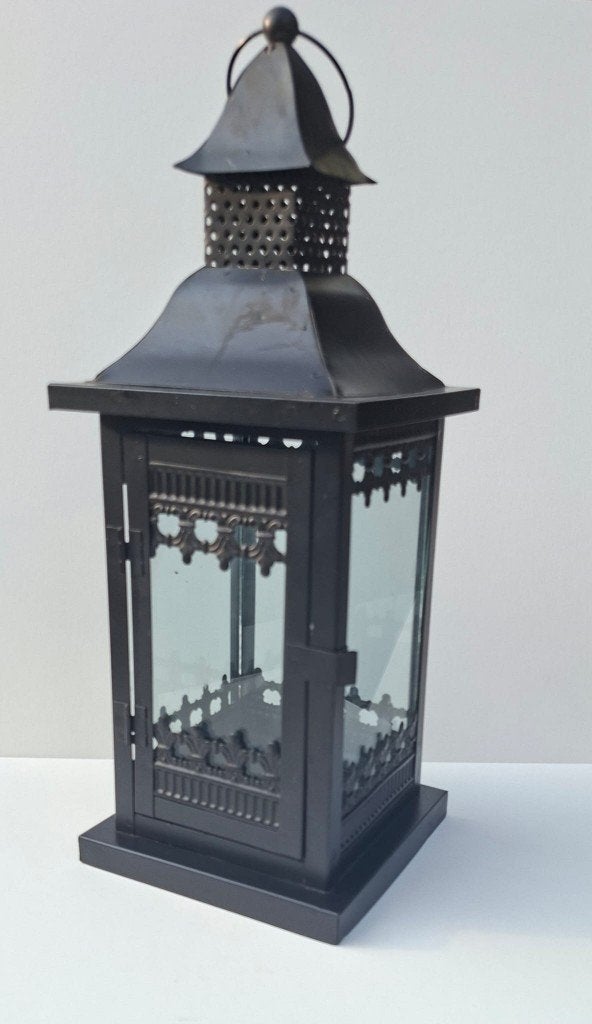 Kleine zwarte lantaarn, Metaal, 28 cm, Zwart, Decoratieobject