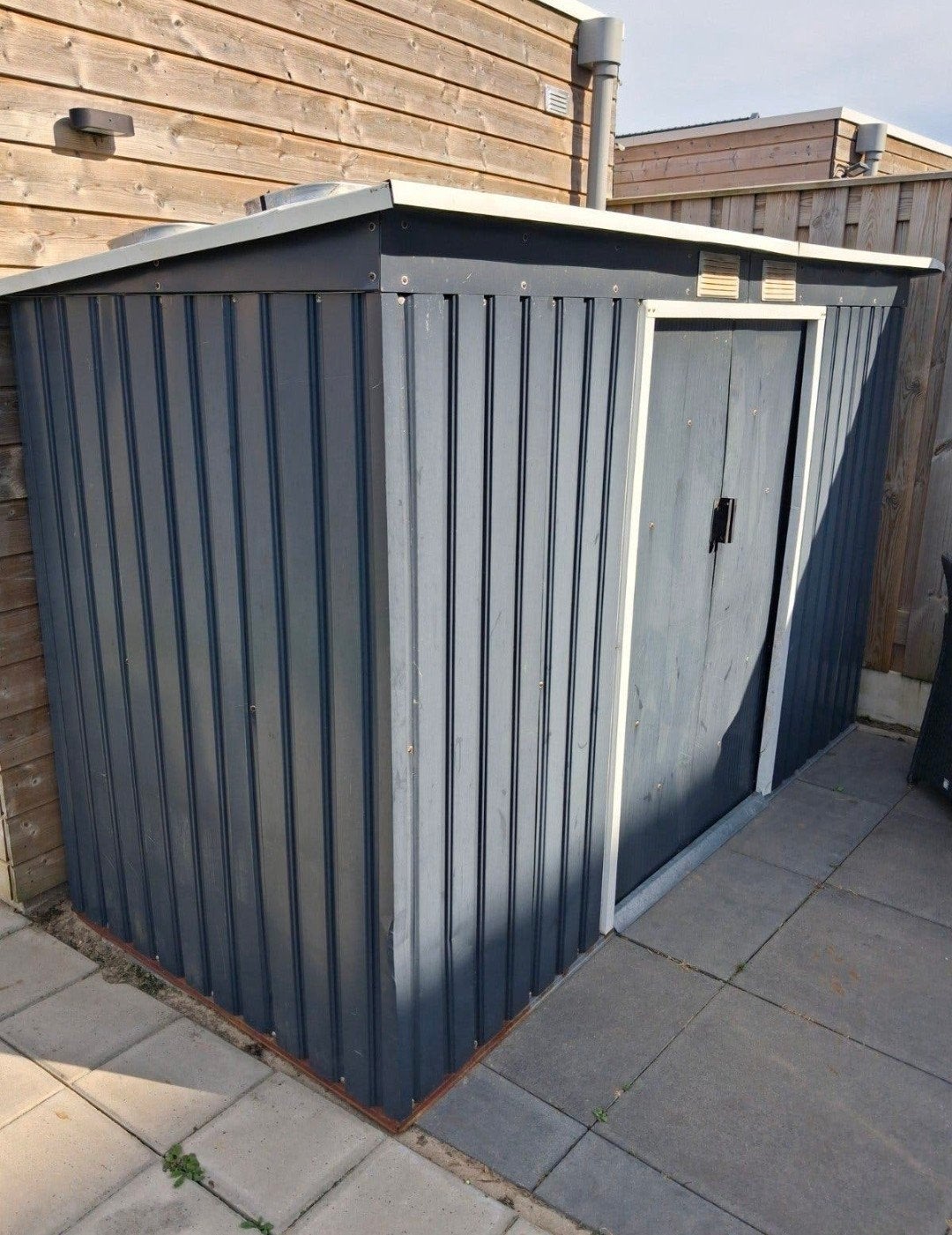 Aluminium schuur / metalen tuinhuis, b275 x d118 x h170, Tuin en Terras, Ophalen, Gebruikt, Metaal, Fietsenberging