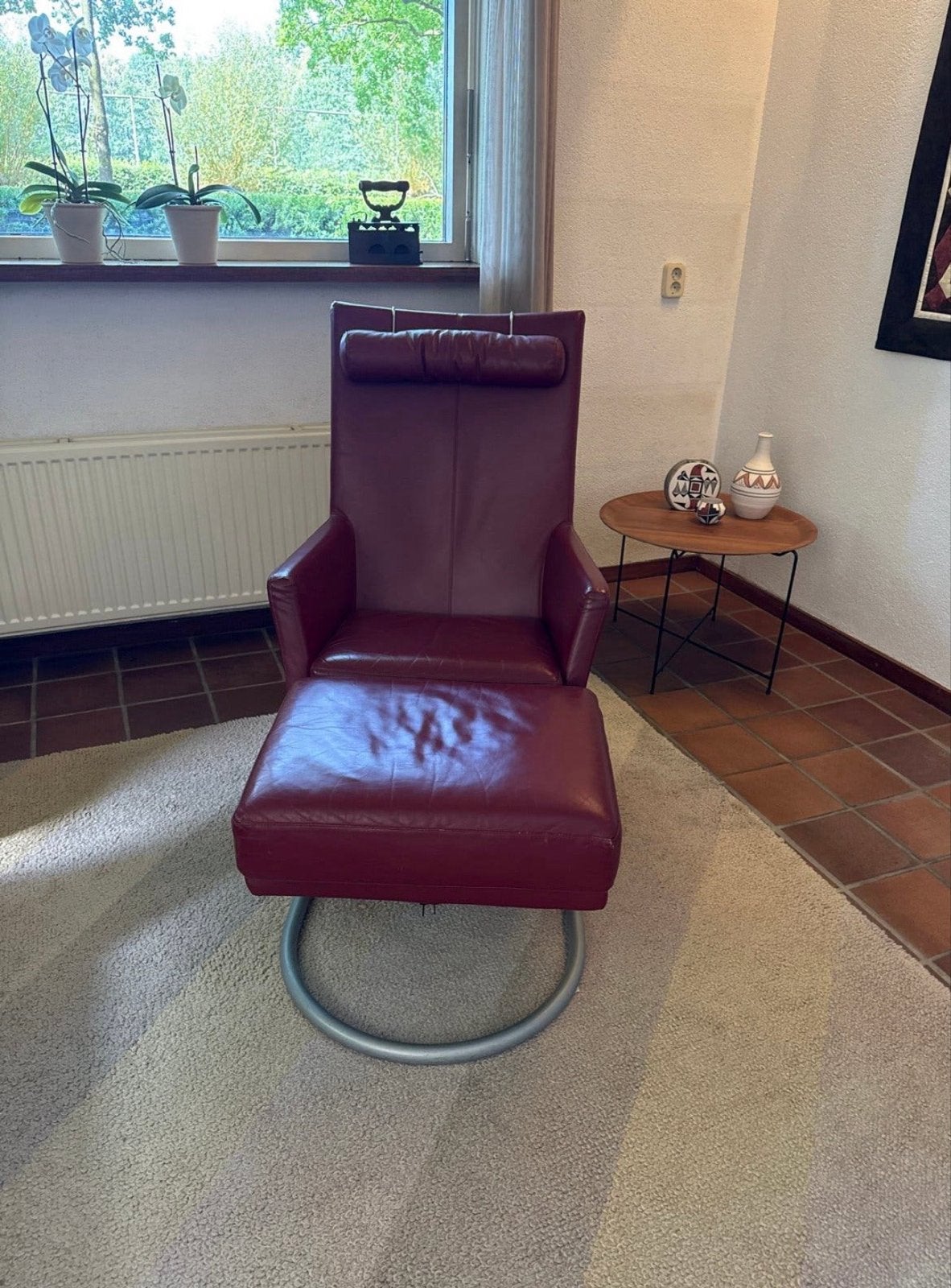 Montis Madonna fauteuil met voetenbankje, Huis en Inrichting, Ophalen, Gebruikt, Leer, 75 tot 100 cm