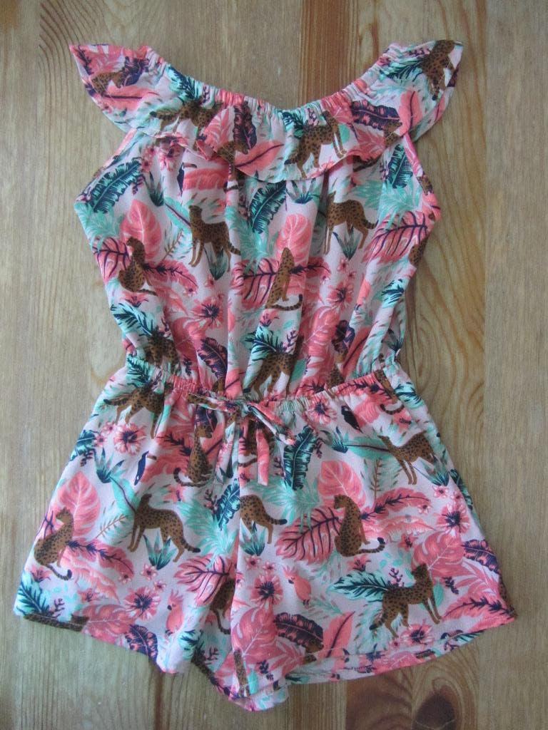 Gebloemde jumpsuit met panters Bakkaboe maat 98, Ophalen of Verzenden, Zo goed als nieuw, Meisje, Overige typen