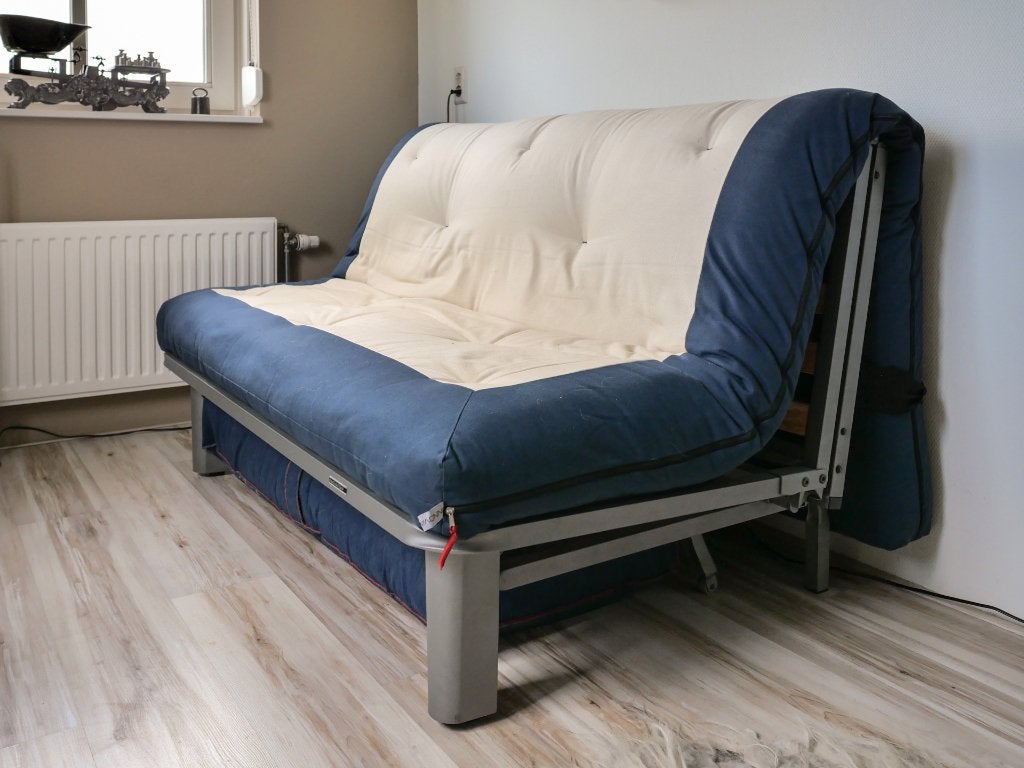 slaapbank, Ophalen, Blauw, Tweepersoons, Zo goed als nieuw