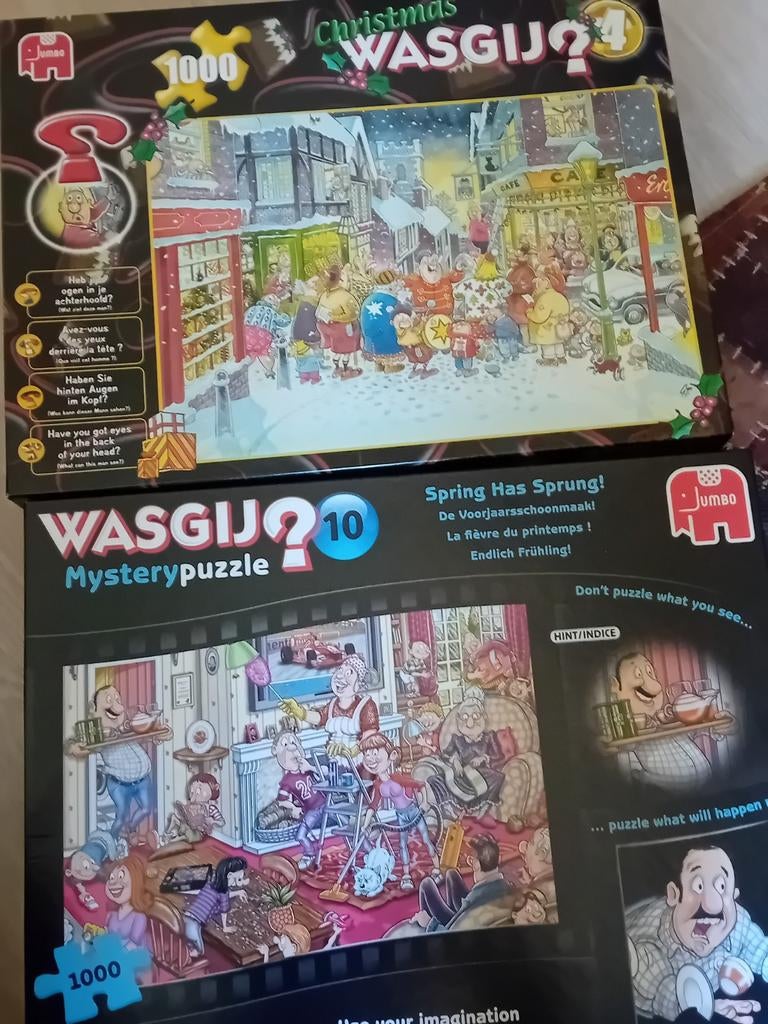 2 Wasgij Puzzels: Christmas 4 & Mystery 10 (1000 stukjes), Ophalen of Verzenden, 500 t/m 1500 stukjes, Gebruikt, Legpuzzel