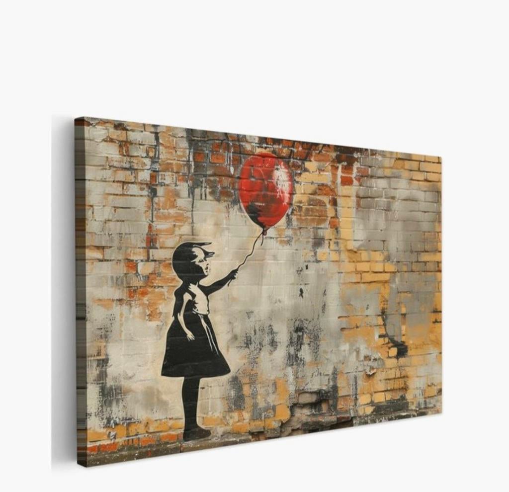 Banksy Meisje met Rode Ballon Canvas Schilderij, Antiek en Kunst, Kunst | Schilderijen | Modern, Ophalen