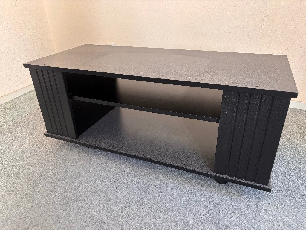 Zwart / antraciet TV-meubel met opbergruimte en wieltjes, Huis en Inrichting, Ophalen, Gebruikt, 100 tot 150 cm, Minder dan 100 cm