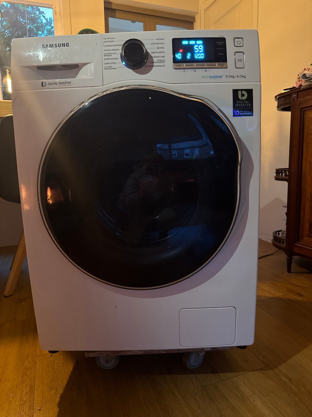 Samsung EcoBubble Wasmachine/Droger Combi 9kg/6kg, Witgoed en Apparatuur, Ophalen, 1200 tot 1600 toeren, Gebruikt, 8 tot 10 kg