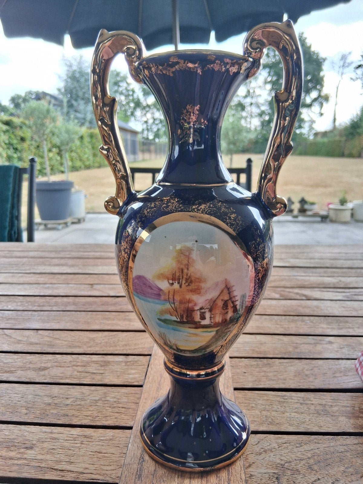 Te koop: antieke kobalt blauwe porseleinen vaas, Antiek en Kunst, Ophalen of Verzenden