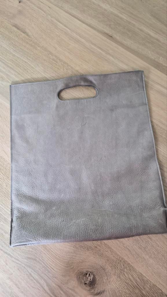 Leren grijze tas., Ophalen, Gebruikt, Grijs, Handtas